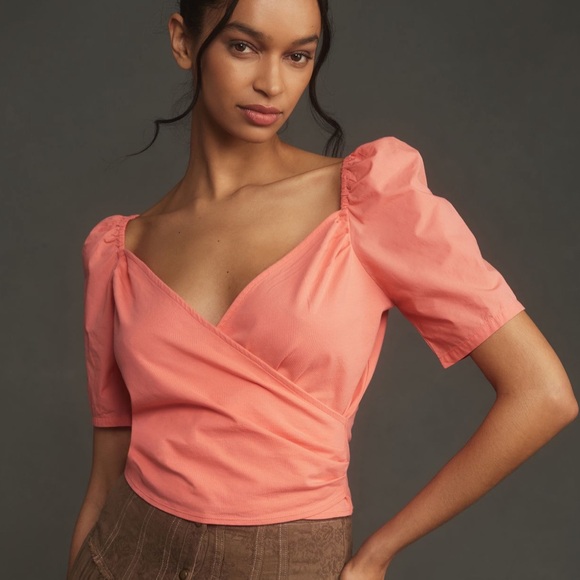 Posh Show Tops - NWT By Anthropologie Puff-Sleeve Wrap Top